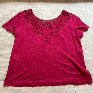 Sezane embroidered, 100% linen, pink top